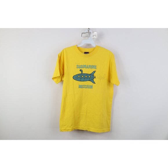 Vtg Leilow Japan Mens Small Spell Out Submarine Mission Surfing T-Shirt USA - Picture 1 of 13